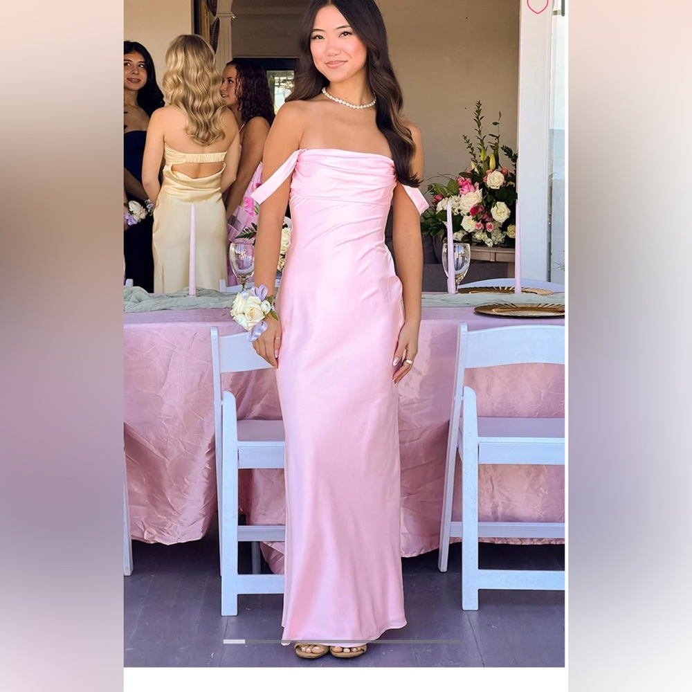 Off Shoulder Formal Maxi Dress Light Pink